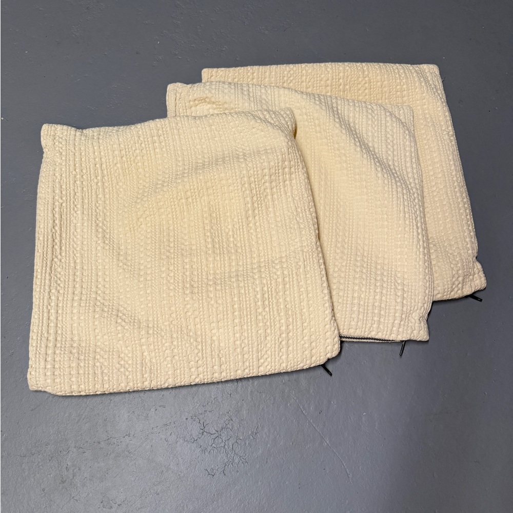 Pottery Barn Cream Textured Cushion Covers (set of 3)